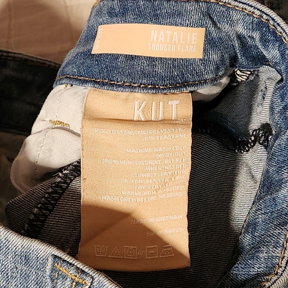 Kut From The Kloth Natalie  Jeans Womens Sz 00 Flare Mid Rise Stretch Light Wash - Picture 11 of 12